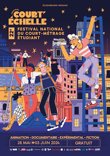Affiche de l'édition 2024 de Court'Échelle, le Festival National du Court-Métrage Étudiant