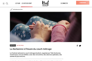 On parle de nous - Article de Bref Cinéma sur Courte Échelle, le festival national du court-métrage étudiant, le 30 mai 2023