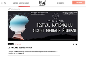 On parle de nous - Article de Bref Cinéma sur Courte Échelle, le festival national du court-métrage étudiant, le 18 avril 2017